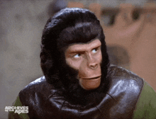 a man in a gorilla costume is featured in the archives of the apes