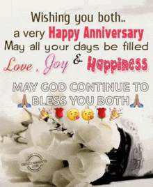 a wishing you both a very happy anniversary may all your days be filled love joy and happiness