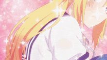 a close up of a girl 's shoulder with sparkles coming out of her hair