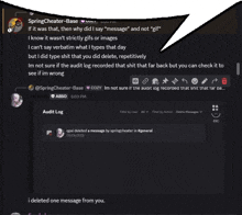 a screenshot of a springcheater-base conversation
