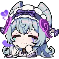 a cartoon drawing of a girl with blue hair and a purple bow on her head