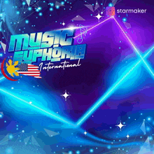 a poster for music euphoria international shows a blue and purple background