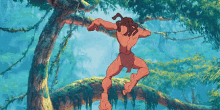타잔 카리스마 심각 뛰기 나무 점프 정글 디즈니 애니메이션 GIF - Tarzan Jump Stare GIFs