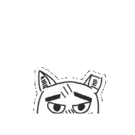 a black and white drawing of a cat with its tongue out .