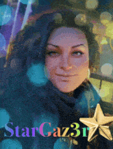a picture of a woman with the words star gaz3r below her