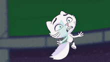 a green background with a white swirl on it