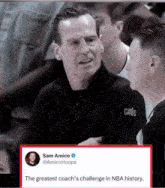 a tweet from sam amico shows a man wearing a cavs jacket