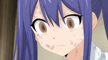 a close up of a girl 's face with the number 0 on it