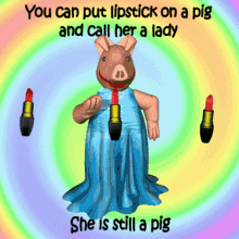 Lipstick On A Pig Lipstick GIF - Lipstick On A Pig Lipstick Pig In A Dress GIFs