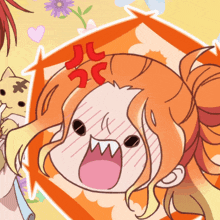 a cartoon drawing of a girl with an angry expression