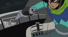 a cartoon of a man holding a steering wheel