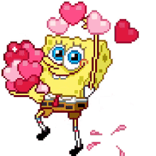 heart love sponge bob passing out hearts valentines