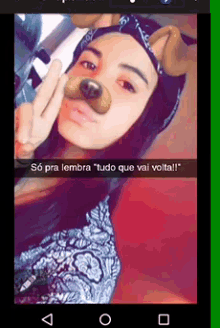 a girl wearing a bandana and a dog face mask giving the middle finger