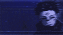 a drawing of a person with a purple background and a black face