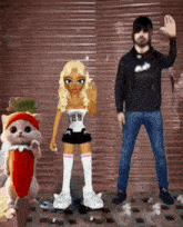 a girl with the number 29 on her top is standing next to a man