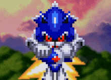a pixel art of a robot with the number 1 on it 's head