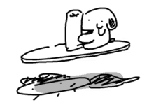 a black and white drawing of a dog laying on a plate