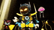 a pixel art of a robot with the letter g on it 's chest