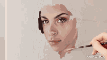 a painting of a woman 's face is being made by animatica