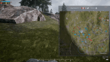 a screenshot of a video game shows a map and a player position of 0-3