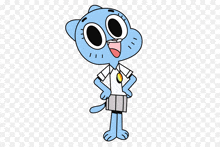 gumball from the amazing world of gumball is wearing a school uniform