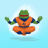 a frog in a karate outfit has the letter az on his shirt
