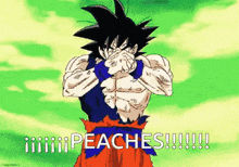 a cartoon of a man covering his face with his hands and the words peaches !!!
