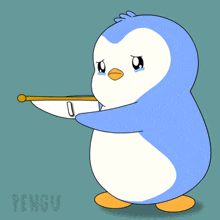 a penguin holds a sign that says i miss you