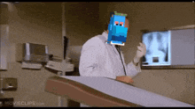 a doctor with a stethoscope and a minecraft block on his head