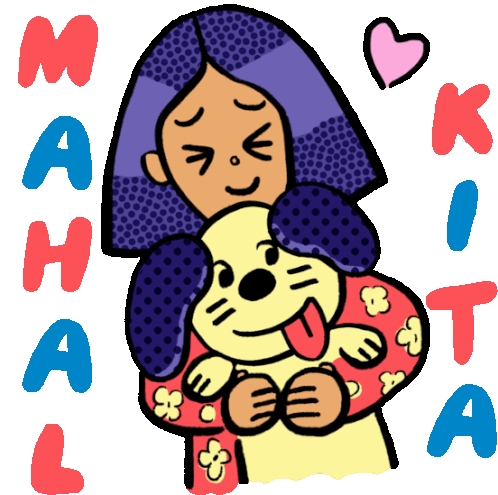 Girl Hugs Mahal Kita In Tagalog Sticker - Boy And Girlie Mahal Kita I Love You Stickers