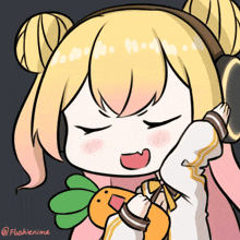 a cartoon drawing of a girl with headphones and the name flushianime