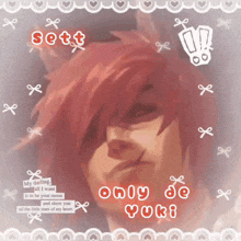 a picture of a man with red hair and the name sett