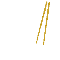a pair of chopsticks on a white background with a yellow stripe