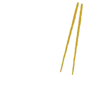 a pair of chopsticks on a white background with a yellow stripe