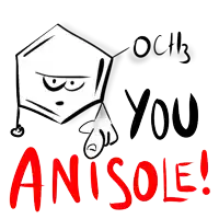a drawing of a chemical structure with the words you anisole below it