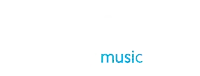 a white background with blue letters that say music