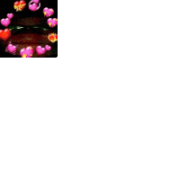 a black and white maze with pink hearts on the bottom