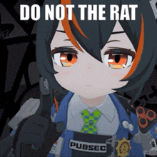 a cartoon character says do not the rat and holds a gun