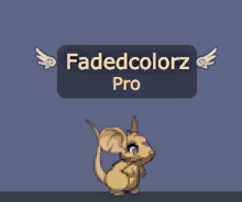 a cartoon mouse is standing in front of a faded colorz pro sign