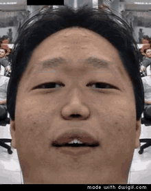 a close up of a man 's face with the words made with dwgif.com on the bottom