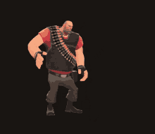 a cartoon character with a belt of bullets on his back