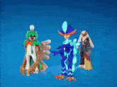 two cartoon characters standing next to each other with one holding a sword