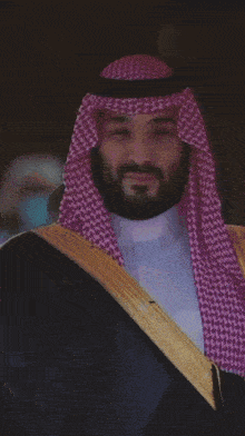 a man with a beard wearing a traditional arabic outfit
