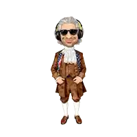 a cartoon drawing of a man wearing headphones