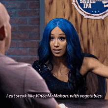 Sasha Banks I Eat Steak Like Vince Mc Mahon GIF - Sasha Banks I Eat Steak Like Vince Mc Mahon With Vegetables GIFs