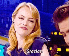 Emma Stone Practicando Su Español GIF - Emma Stone Gracias GIFs