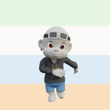 a cartoon character wearing a zhot hoodie
