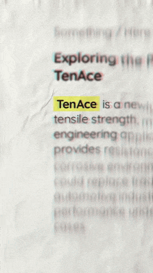 a blurred image of a newspaper article about tenace a revolutionary innovative platform