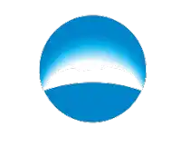 a blue circle with a white stripe on the bottom