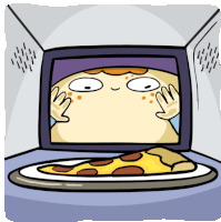 Sherman Watches Pizza In Microwave Sticker - Shermans Night In Pizza Hungry Stickers